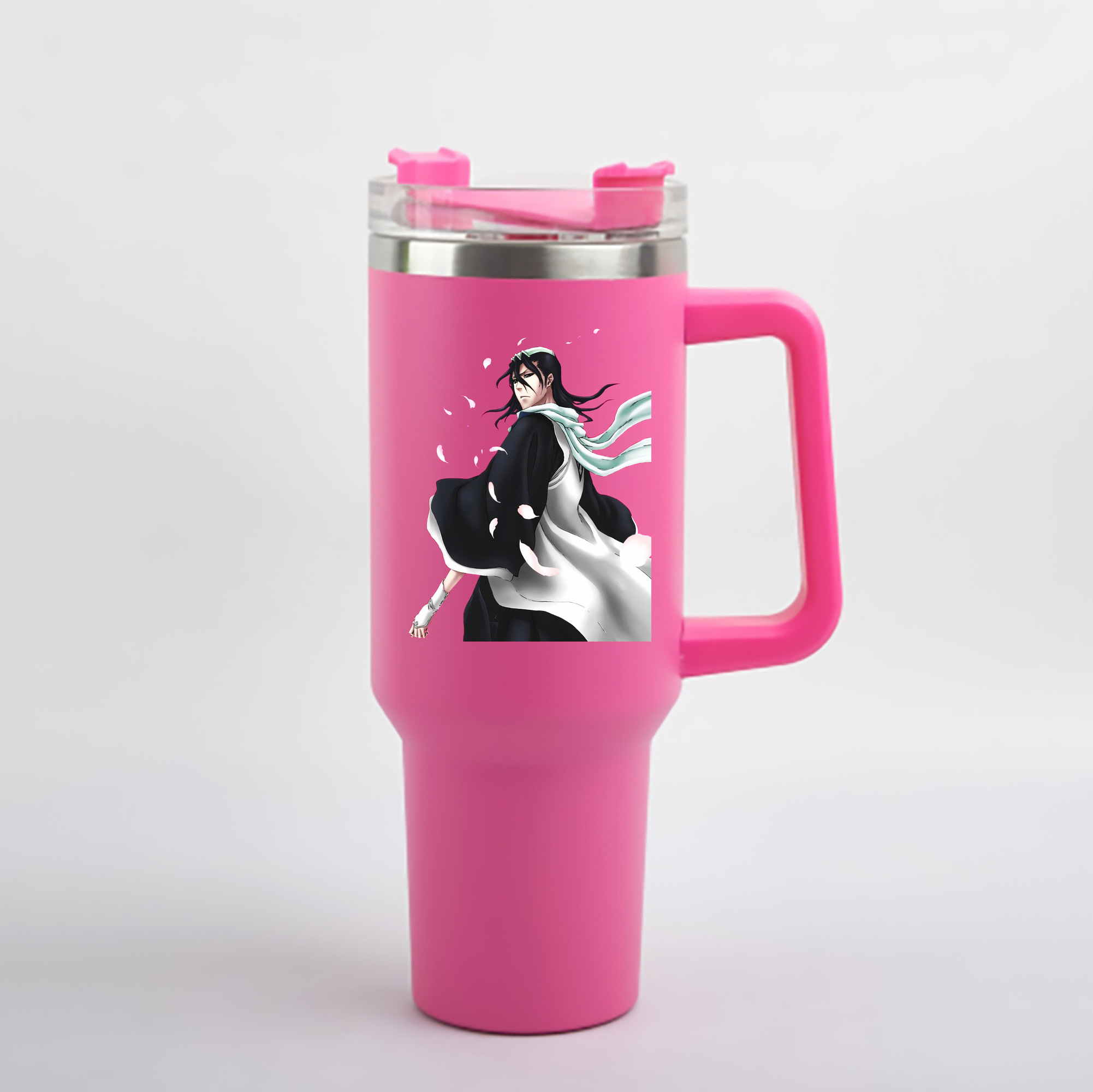 （画像用） ブリーチ くちき びゃくや BLEACH Kuchiki Byakuya 1200mL車用タンブラー - クリスタルステッカー（プラスチックストロー付き）